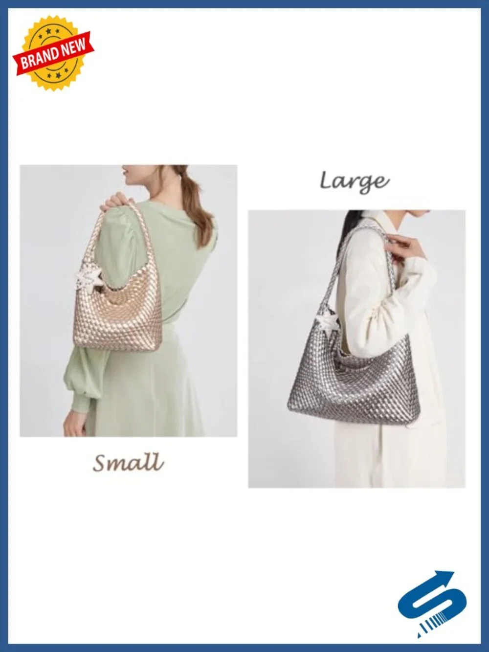 Handmade Woven Vegan Leather Slouchy Hobo Tote Bag for Women Large Shoulder